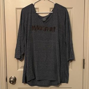 Blueish gray ‘Whatever’ long sleeve shirt *Never Worn* PLUS SIZE